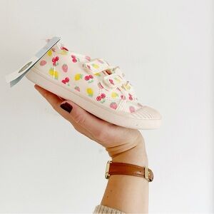 Cat & Jack Cream Velcro Toddler Sneakers with Fruit Print. NWT